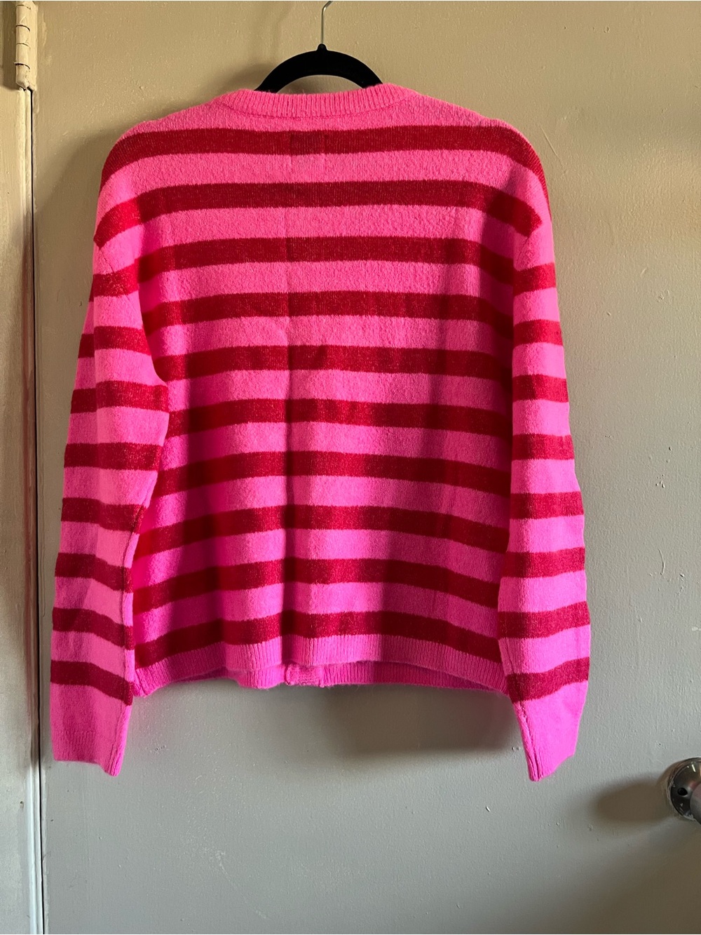 JoyLab Pink and Red Striped Button-Up Cardigan - Picture 3 of 3